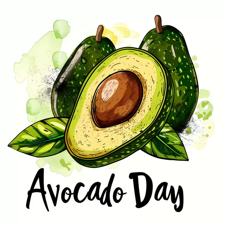 vector Avocado Day green watercolor