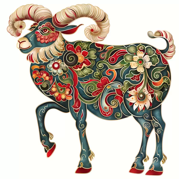 Year of the sheep Chinese Zodiacs Lively colors Hand - painted Folk art