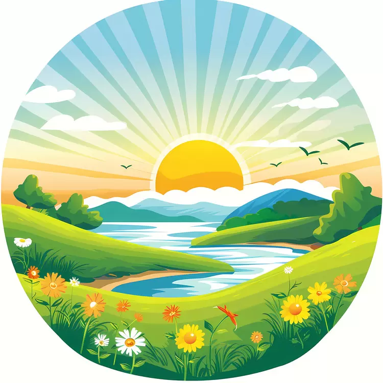 sky landscape sunset animals flowers