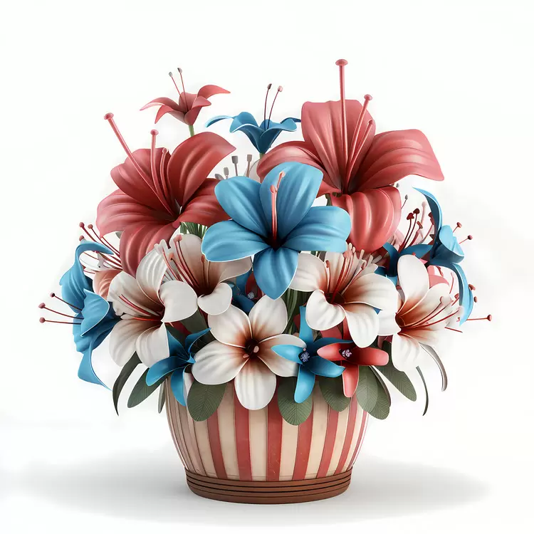 3d art vase 10 4th of July flower