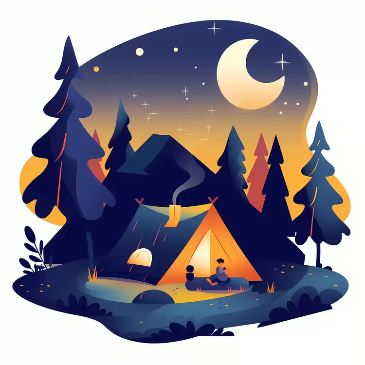 Lake Canoe Camping summer night Campfire