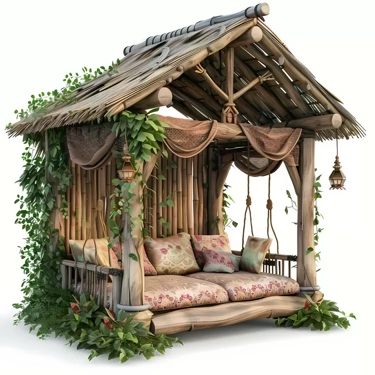 organic design garden design rustic natural element bamboo hut