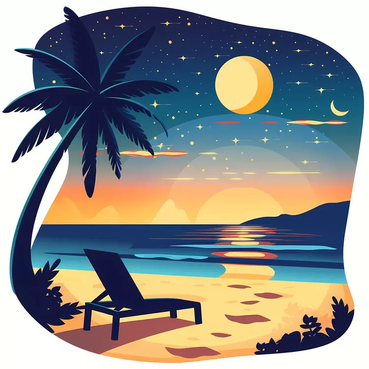 Sunset summer night Romance Ocean Lounge chair