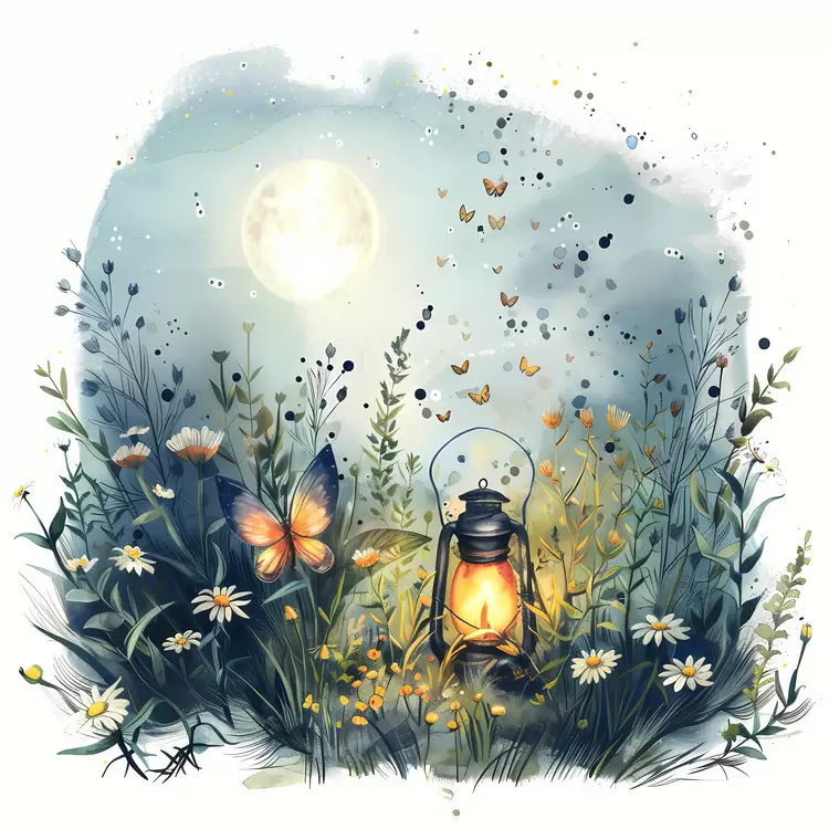 Night Grass Moonlight Field Nature