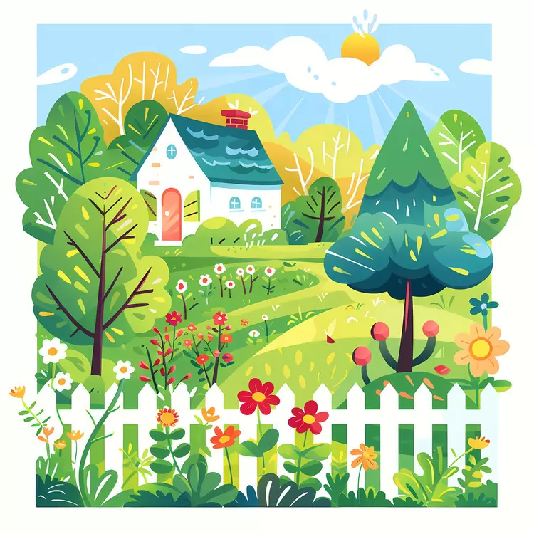 Colorful Grass Garden Flowers Sky