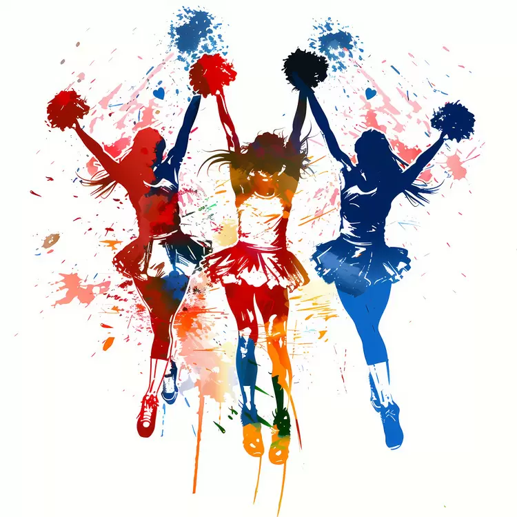 vibrant dynamic cheerleaders team spirit celebration