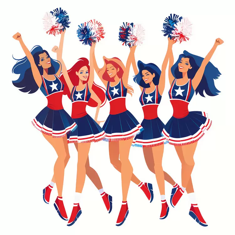 red United States of America Cheerleaders celebration