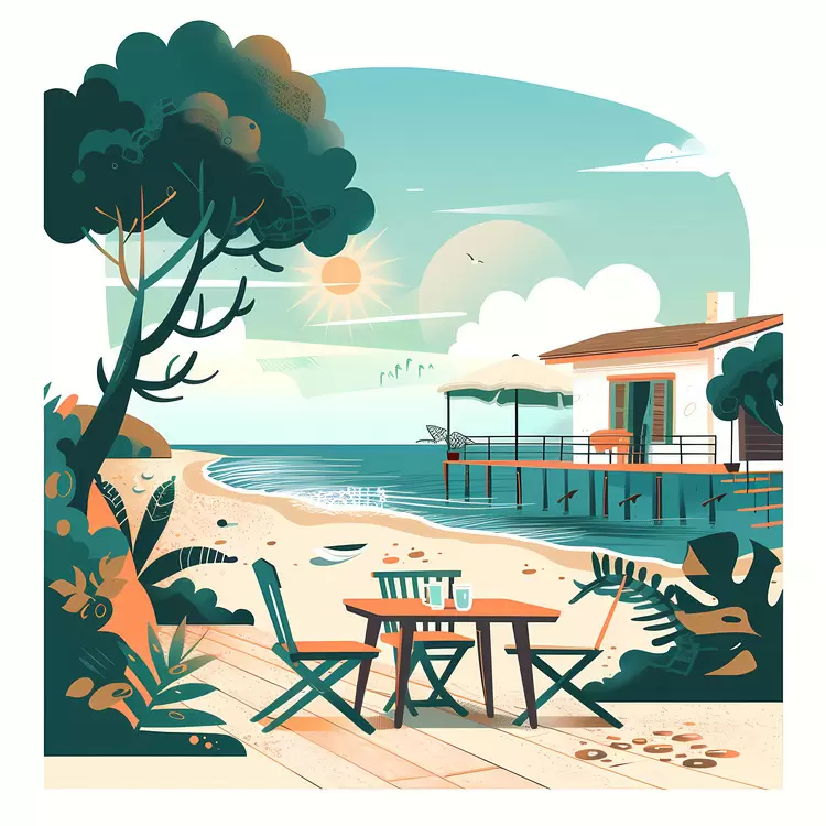 illustrator architecture summer morning nature seascape