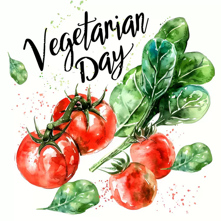 healthy fresh greenery watercolor World Vegetarian Day