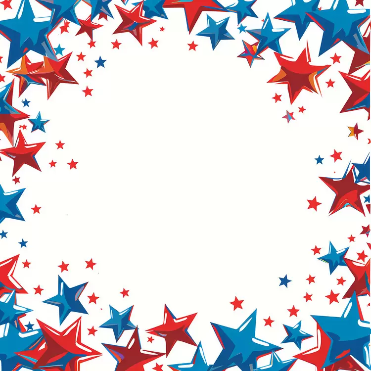 White and Blue July 4th Stars and Stripes Red American
