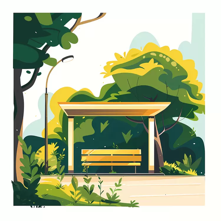 park bench green area pavilion bench under tree