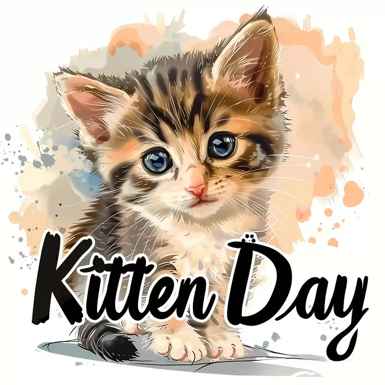 Furry Illustrated Kitten Day Adorable Soft
