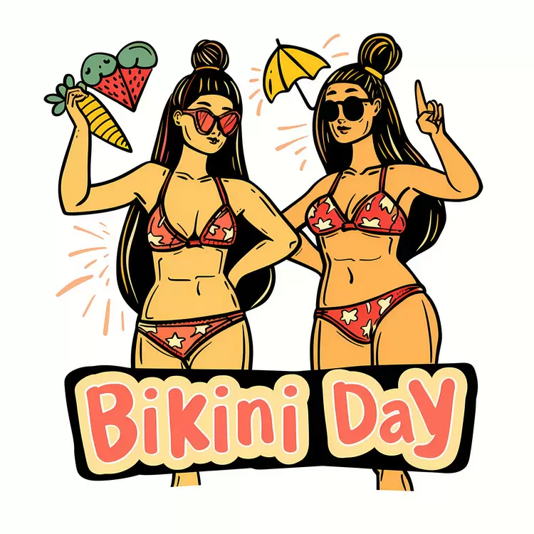 bikini babes artwork hilarious swimsuit cartoon