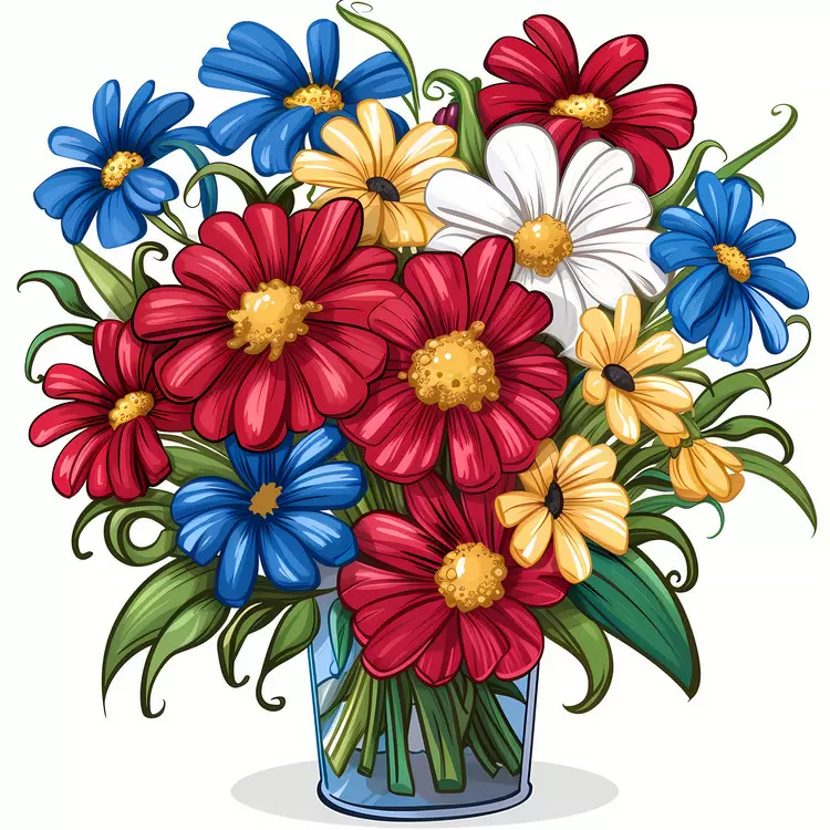 gerberas 4th of July bouquet of wildflowers irises bouquet of flowers