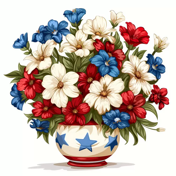 stars flowers patriotic bouquet Fourth of July