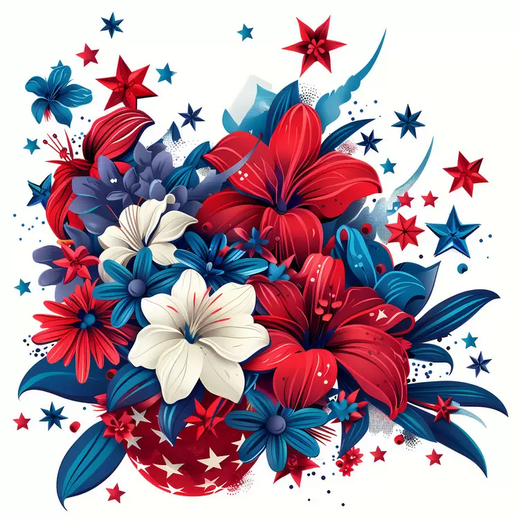 independence day floral bouquet american flag stars and stripes red