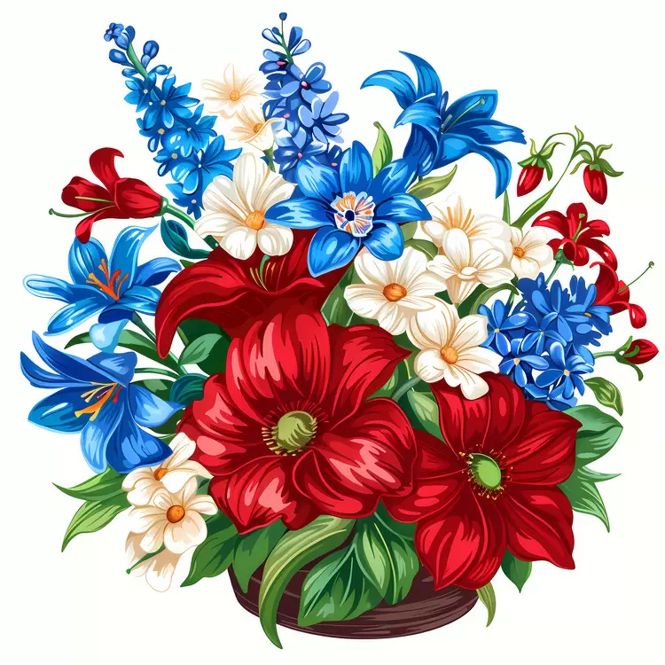 red 4th of July flower arrangement white
