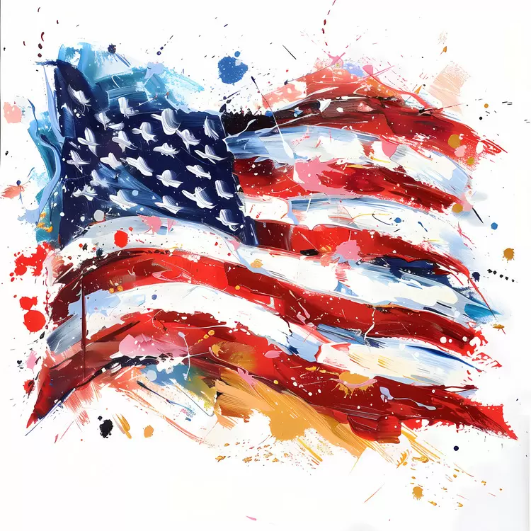 Flag Wet Textured 4th of July Bold