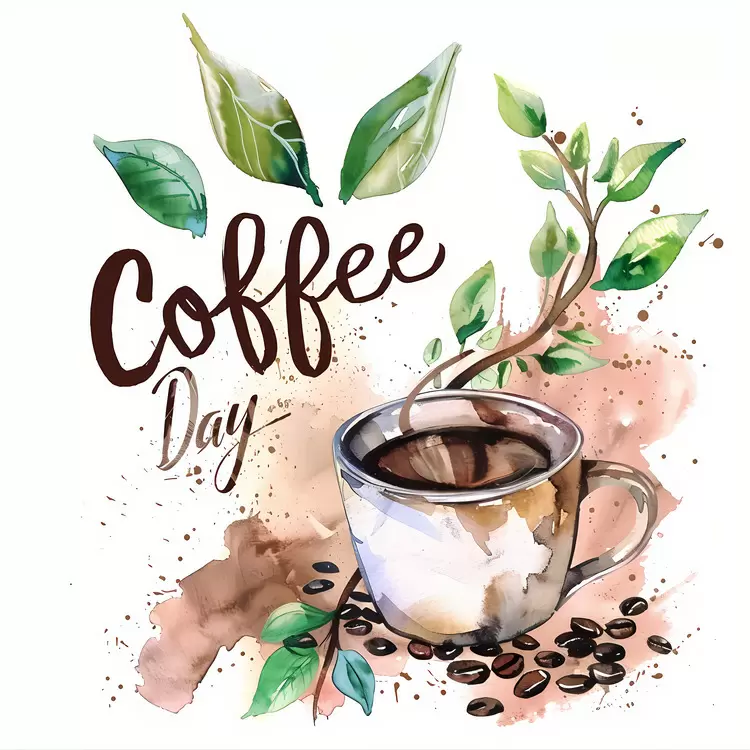 Watercolor painting Artistic coffee beans hand drawn artwork