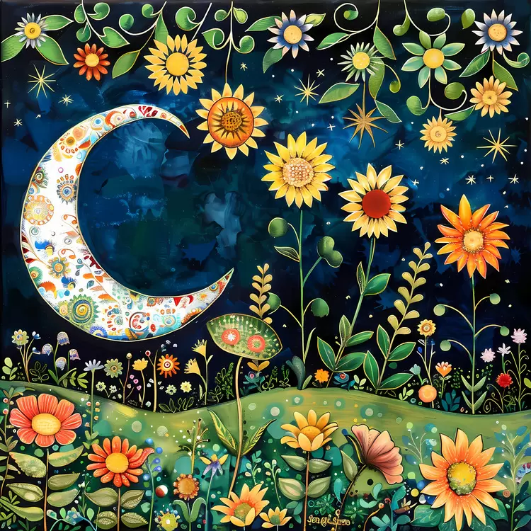 Sun Field of flowers Field of stars Moonshine