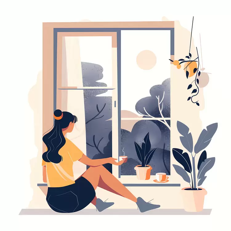 window houseplant couch vintage style summer morning