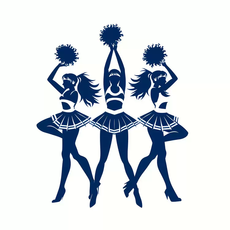 vector blue silhouette cheerleaders