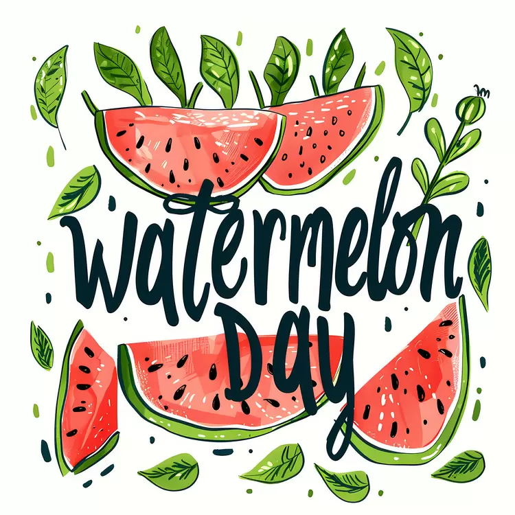 Watermelon Day green hand drawn art fresh fruit
