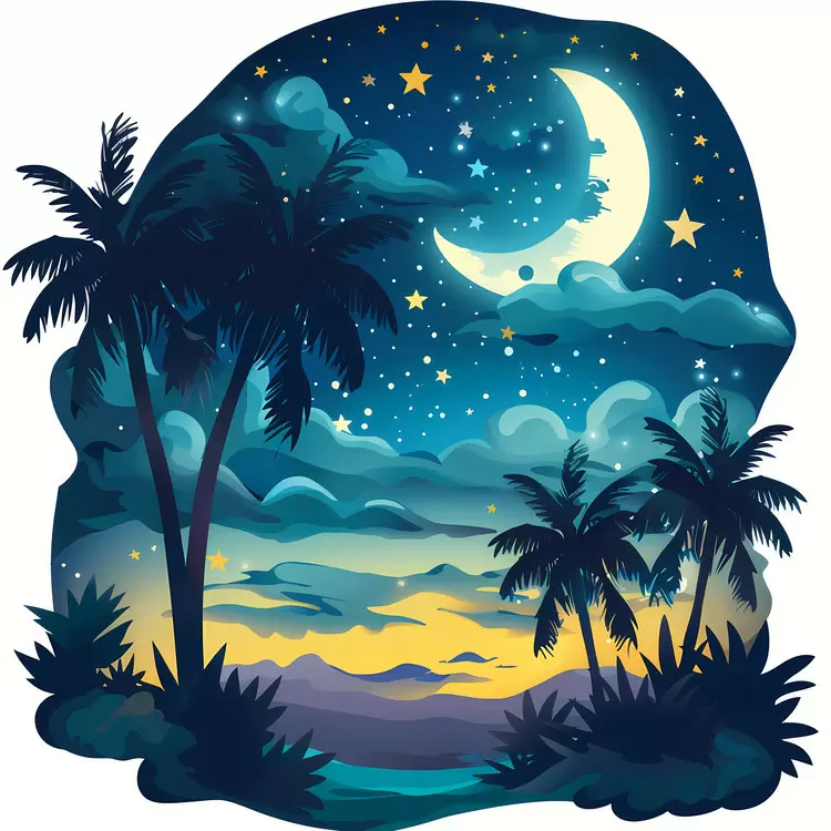Palm trees Beach summer night Type