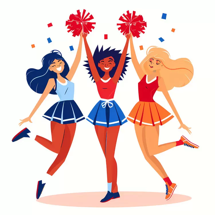 crowd red and white colors cheerleading uniform cheerleader party
