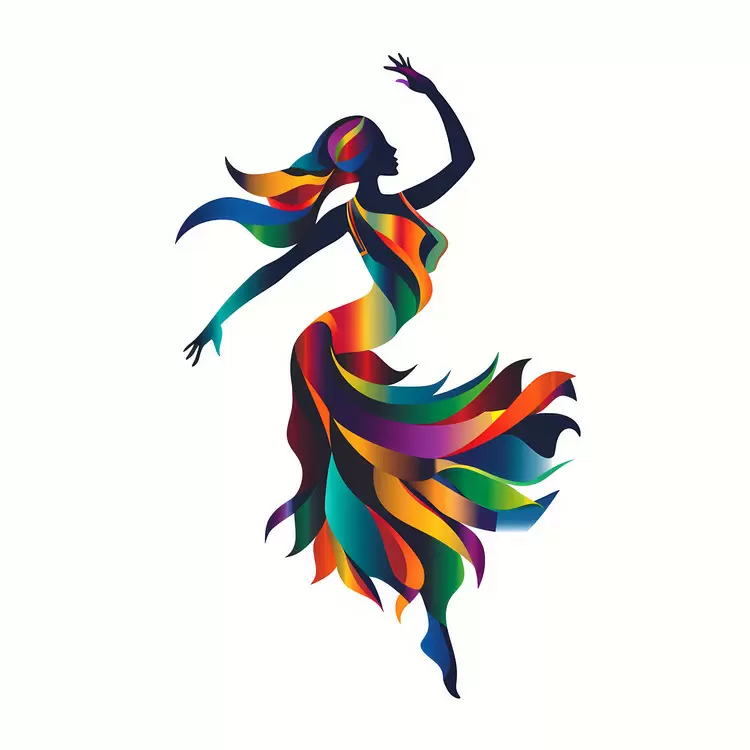 dynamic colorful silhouette fluid lines dancer in motion