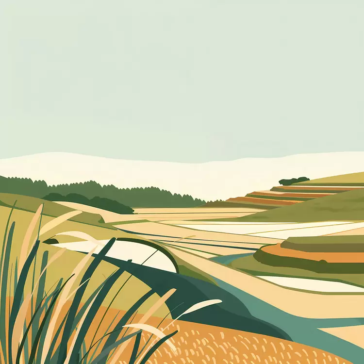 flat land terrain greenery rolling hills field