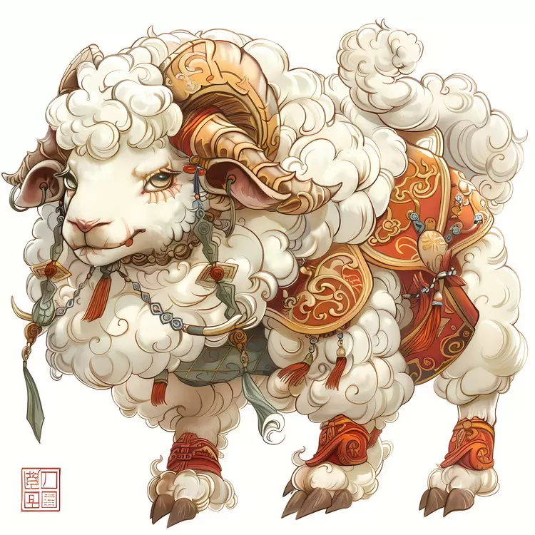 ornate Chinese Zodiacs Ram sheepskin decorative