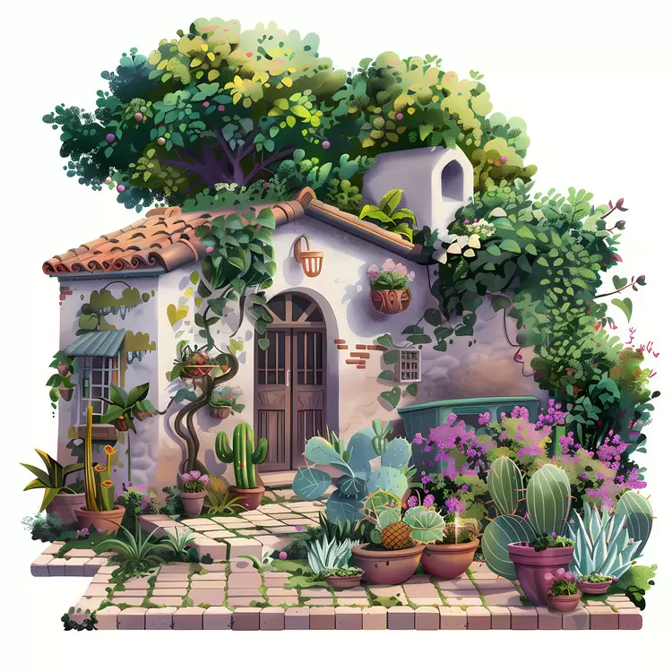 courtyard patio house flowers summer yard