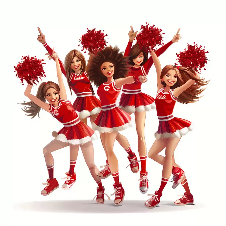 sports women gymnastics red uniforms fun