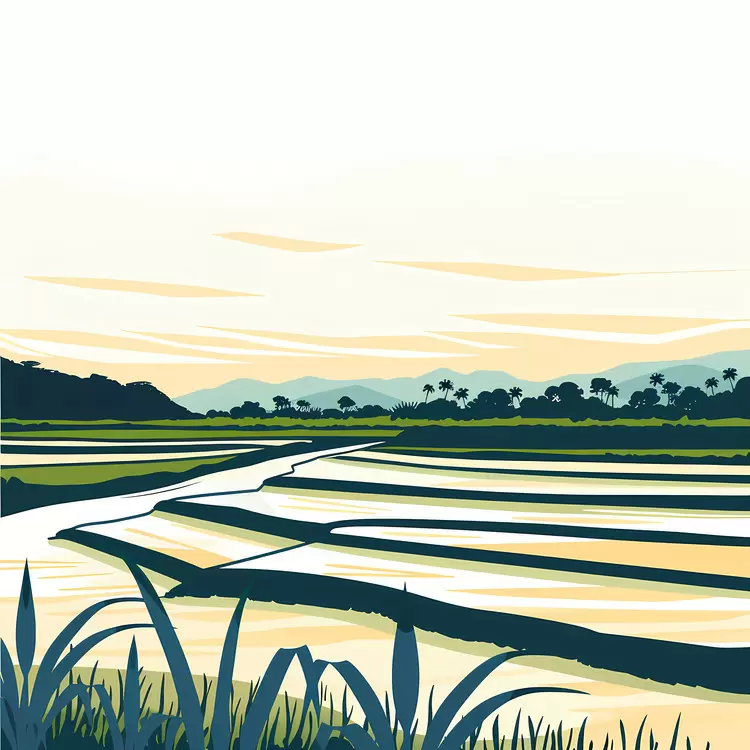 landscape with rice paddies outdoors greenery river outdoor scenery with rice paddies