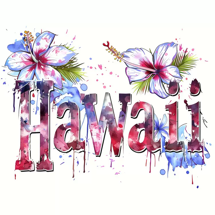 vector Hawaii lettering vintage