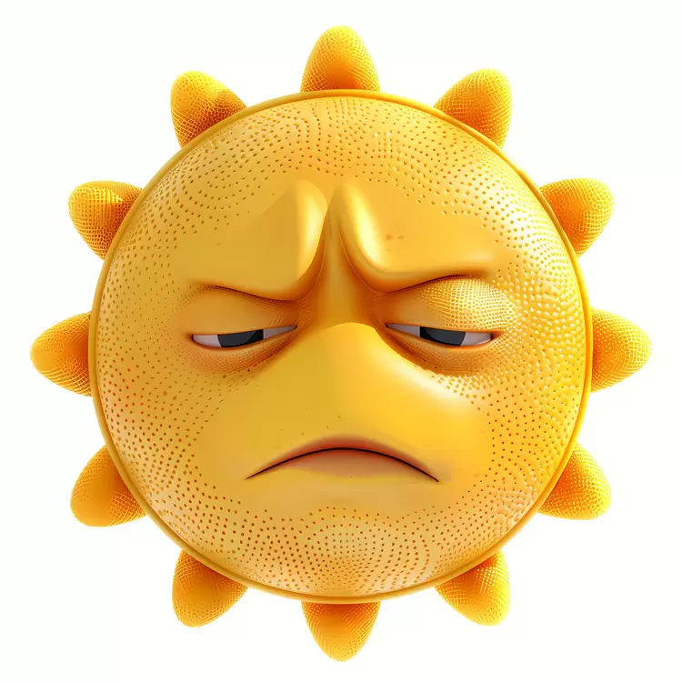 Cartoon Sun face sad face with tears Emotional sun emotional expression
