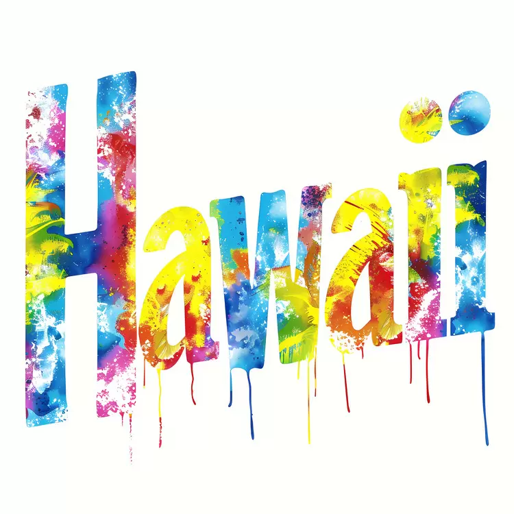 hawaiian paint splattered rainbow splashes island colorful