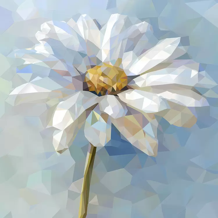 white low poly polygonal shapes flower daisy