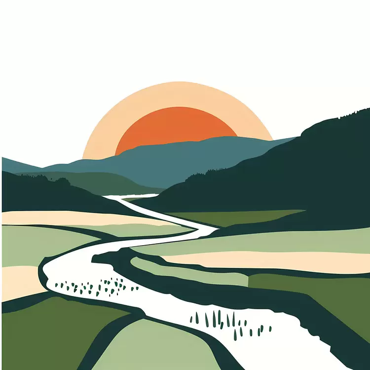 rice paddy peaceful mountains water sunset