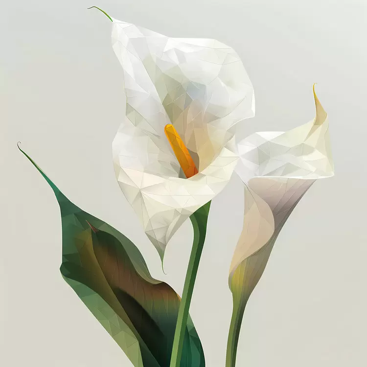 polygonal art low polygon design callalily flower white flower 3D illustration
