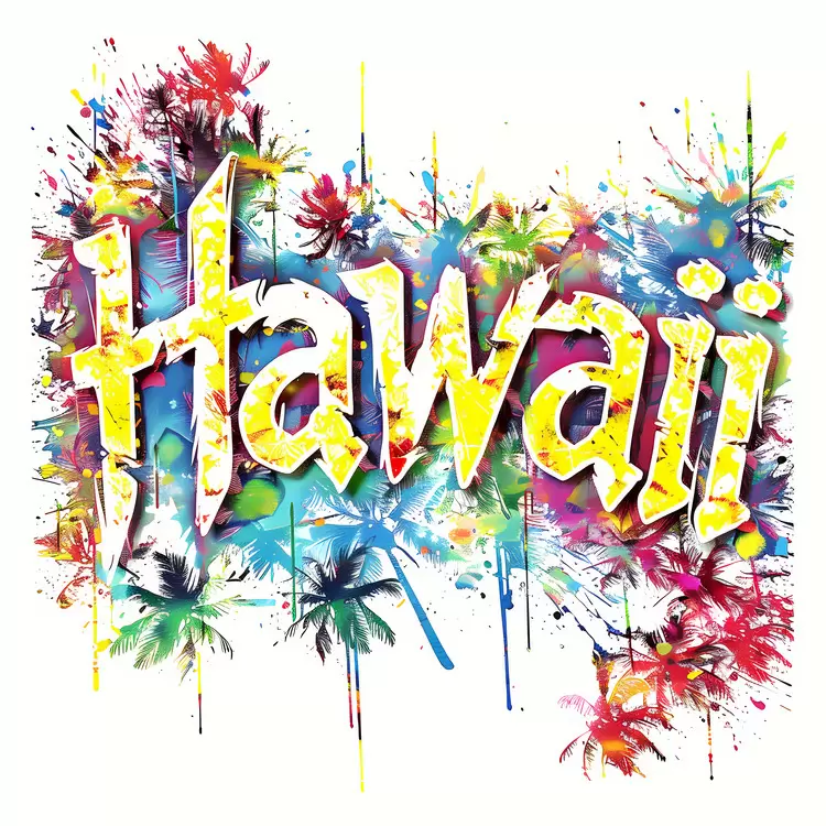 Paint splatters Colorful Tropical Hawaiian