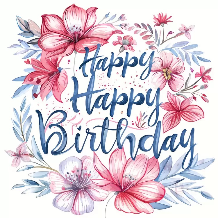 party watercolor flowers birthday wishes celebration