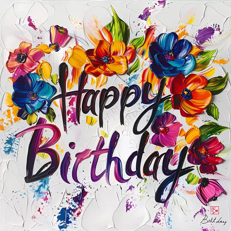 whimsical vibrant handmade watercolor Happy Birthday