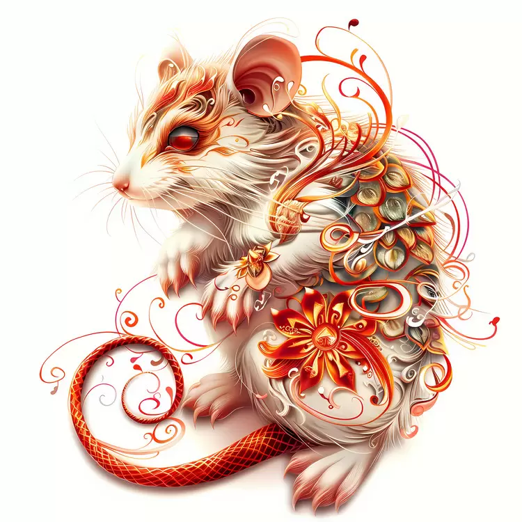 Designer Artistic Rat White Ornate