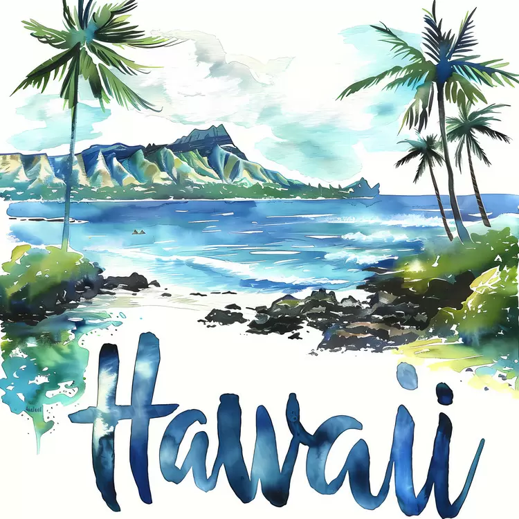 hawaii watercolor painting watercolor artwork beach hawaii hawaiian landscape painting
