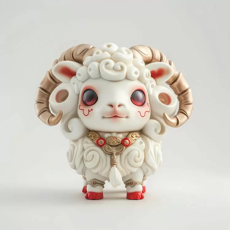 statue sheep white red eyes Chinese Zodiacs