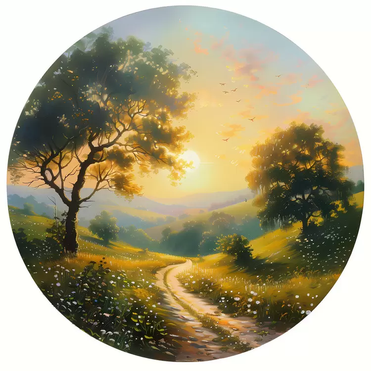 Sunrise Painting Hills Flowers summer morning
