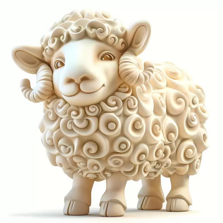 Sculpture Paper cut Ram Sheep Handcrafted