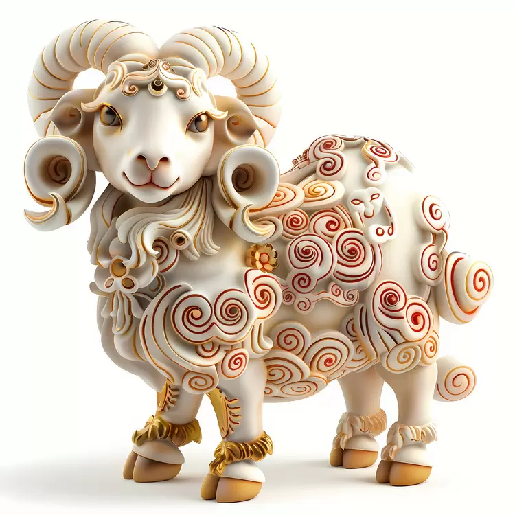 Swirls Intricate Decorative Artistic Sheep